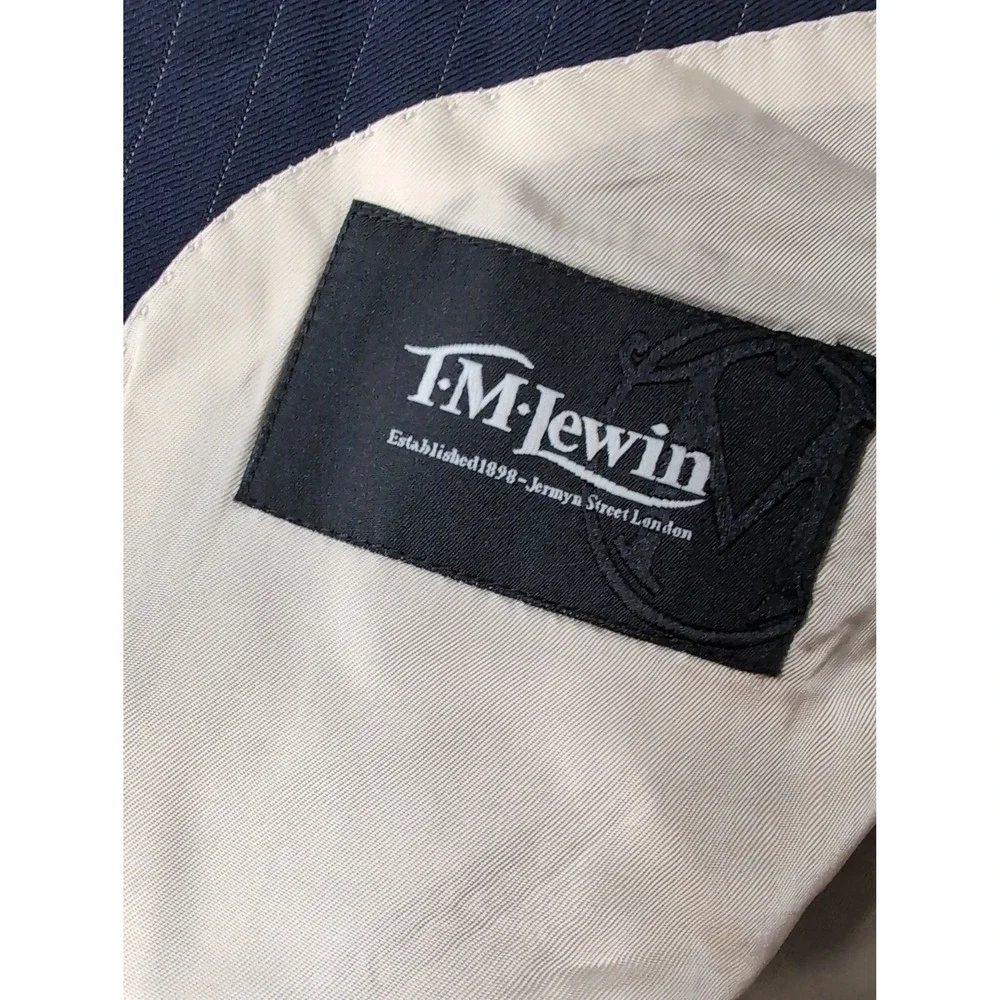 TM Lewin Mens Navy Pinstripe Blazer Super 120s Merino Wool‎ Suit Jacket 42R
